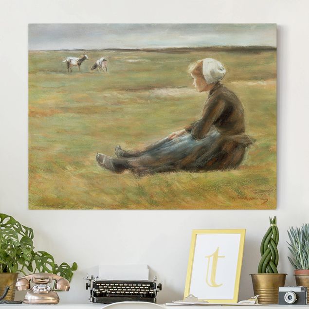 køkken dekorationer Max Liebermann - Goat Herdess In Sand Dunes