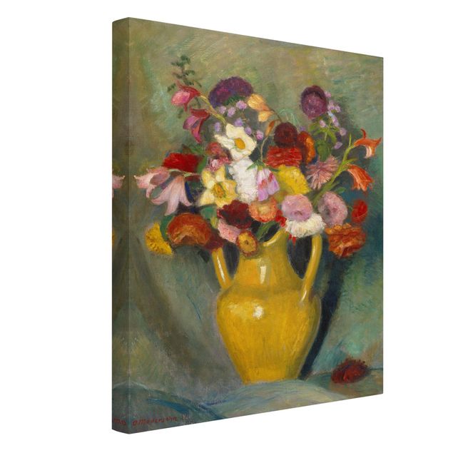 Billeder på lærred blomster Otto Modersohn - Colourful Bouquet in Yellow Clay Jug