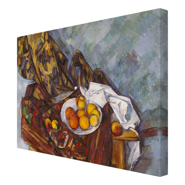 Billeder kunsttryk Paul Cézanne - Still Life, Flower Curtain, And Fruits