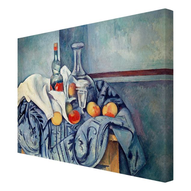 Billeder på lærred kunsttryk Paul Cézanne - Still Life With Peaches And Bottles