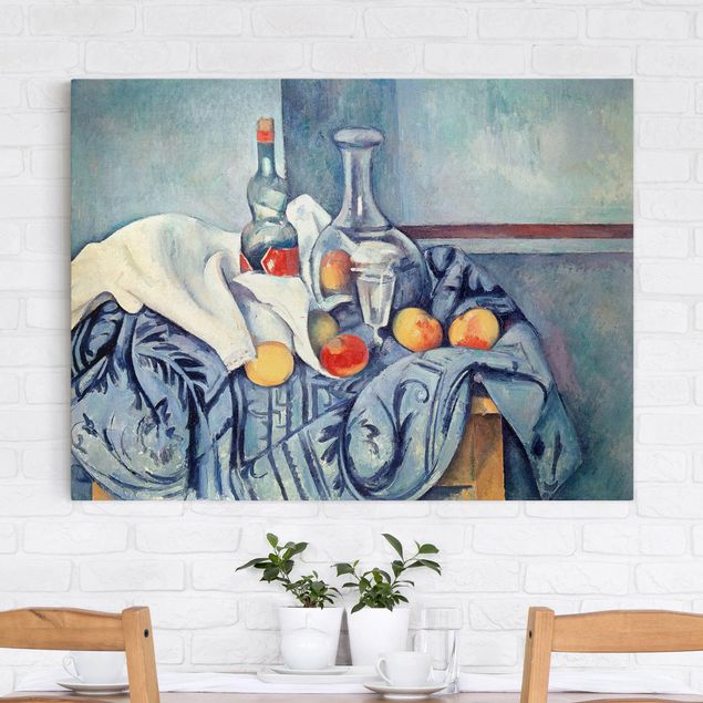 køkken dekorationer Paul Cézanne - Still Life With Peaches And Bottles