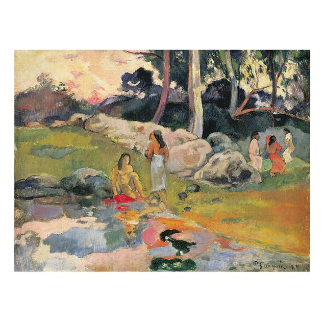 Billeder på lærred kunsttryk Paul Gauguin - Women At The Banks Of River
