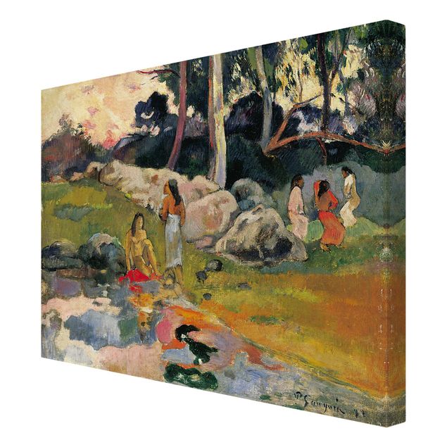 Billeder på lærred landskaber Paul Gauguin - Women At The Banks Of River