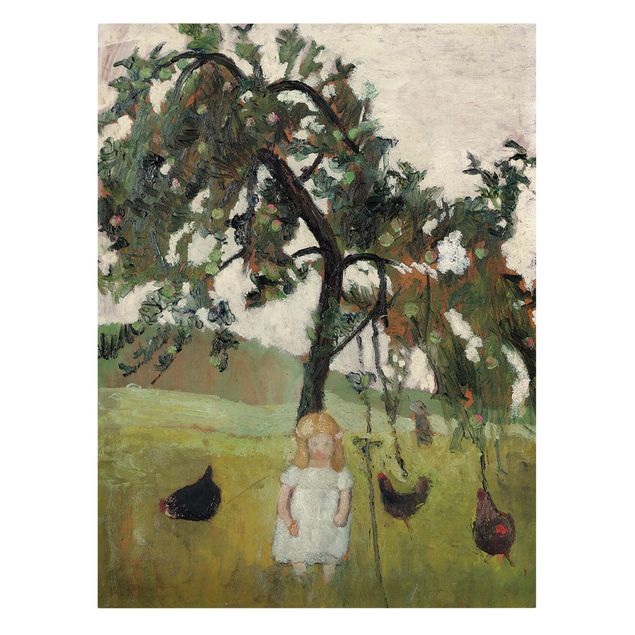 Billeder kunsttryk Paula Modersohn-Becker - Elsbeth with Chickens under Apple Tree