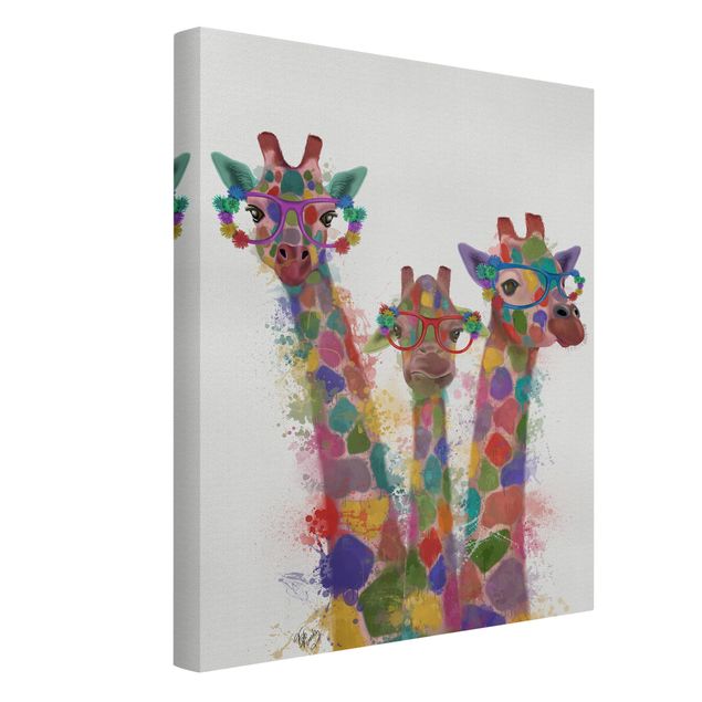 Billeder på lærred dyr Rainbow Splash Giraffe Trio