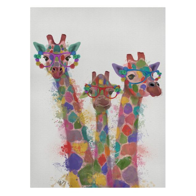 Billeder moderne Rainbow Splash Giraffe Trio