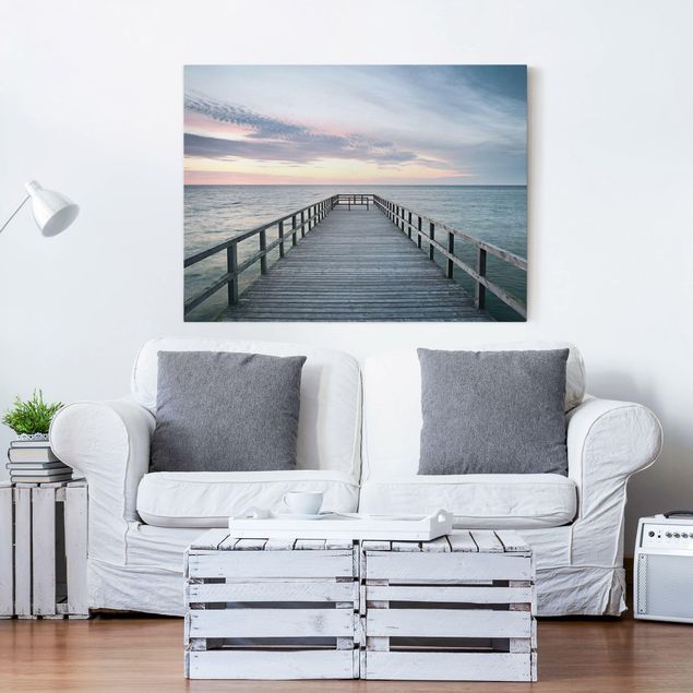 Billeder på lærred solnedgange Landing Bridge Boardwalk