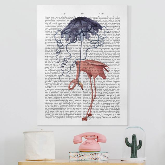 køkken dekorationer Animal Reading - Flamingo With Umbrella