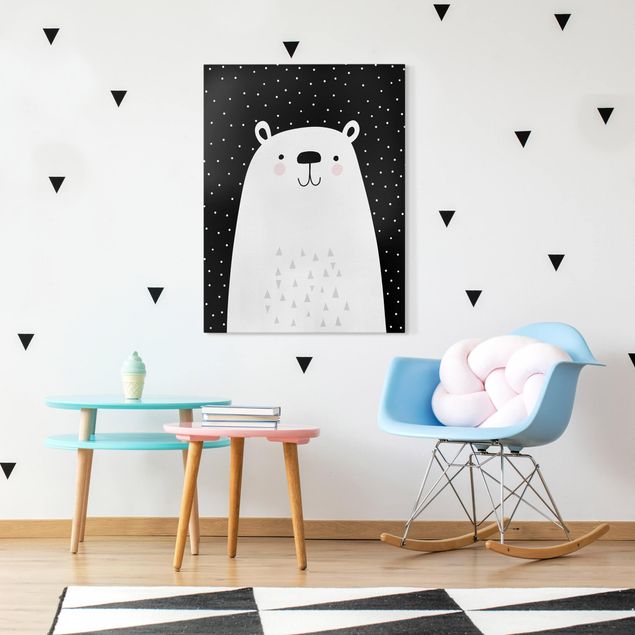 Billeder på lærred sort og hvid Zoo With Patterns - Polar Bear