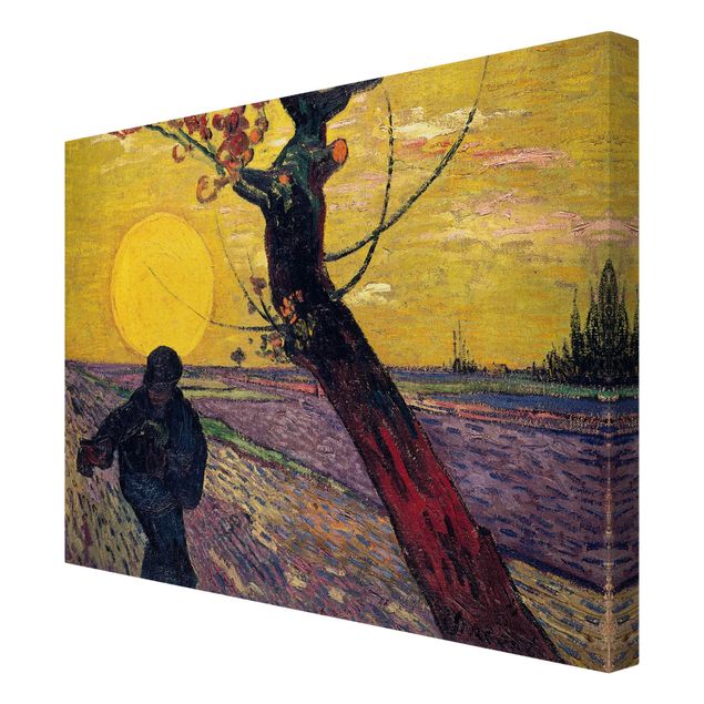 Billeder på lærred kunsttryk Vincent Van Gogh - Sower With Setting Sun