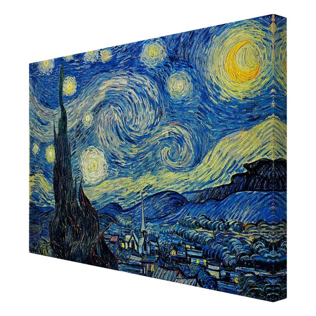 Billeder på lærred arkitektur og skyline Vincent Van Gogh - The Starry Night