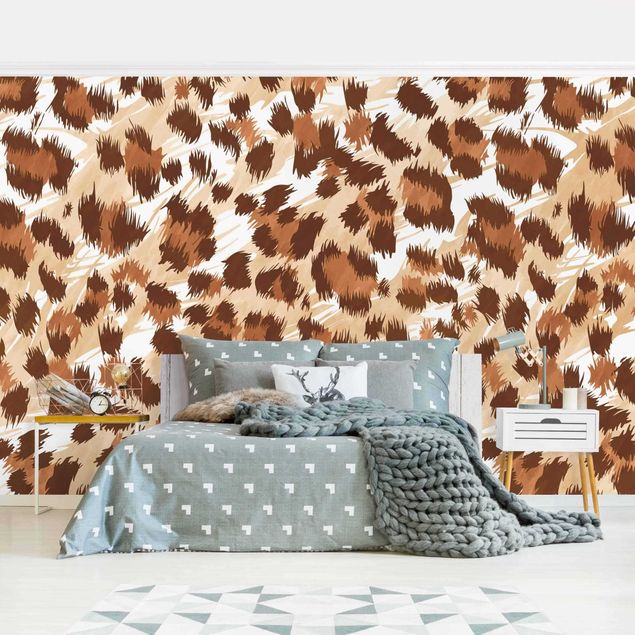 Moderne tapet Watercolour Leo-Print In Shades Of Brown