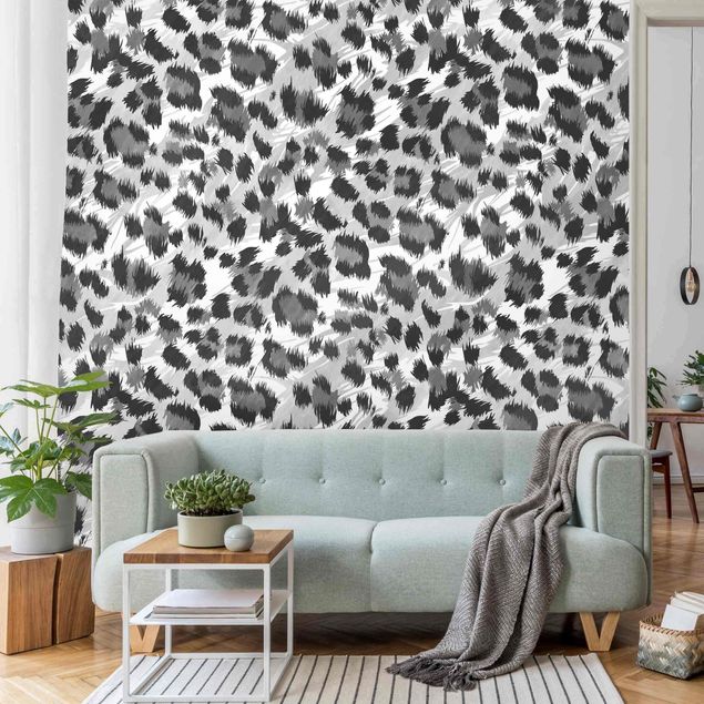 Tapet katte Leopard Print With Watercolour Pattern In Grey