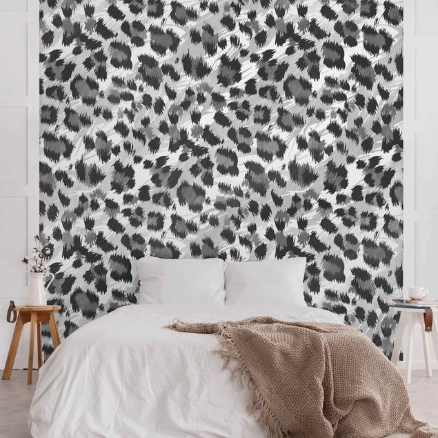 Moderne tapet Leopard Print With Watercolour Pattern In Grey