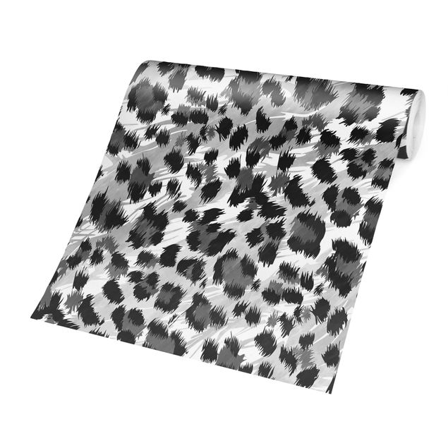 Dyre tapet Leopard Print With Watercolour Pattern In Grey