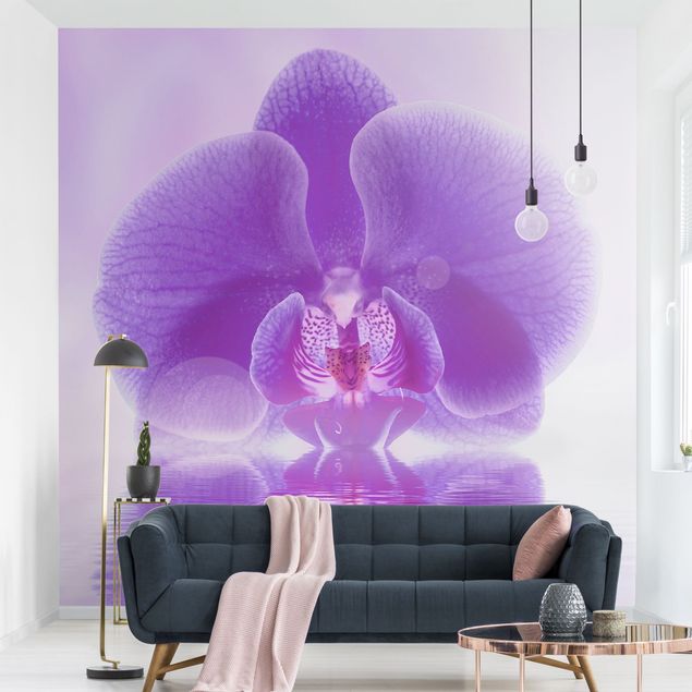 Fototapet orkideer Purple Orchid On Water
