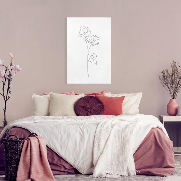 Billeder på lærred sort og hvid Line Art Flowers - Poppy Flower