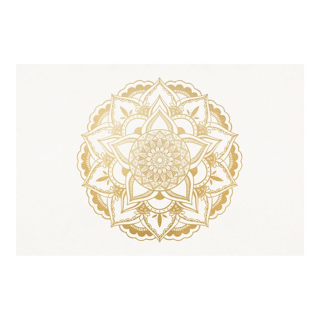 Tapet Mandala Flower Gold White