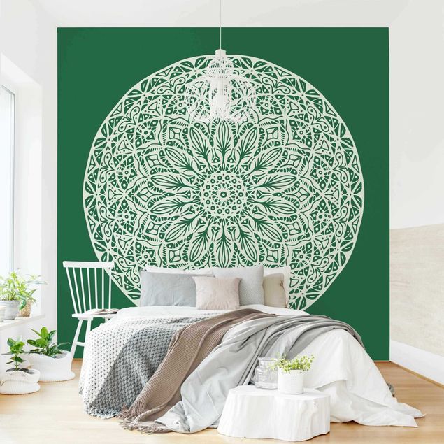 Ornamenter tapet Mandala Ornament Green Backdrop