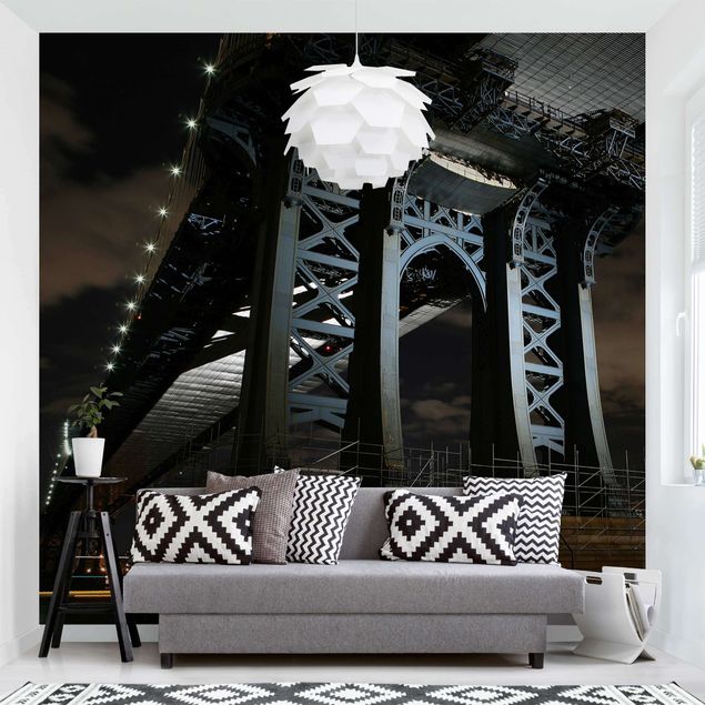New York tapet  Manhattan Bridge At Night
