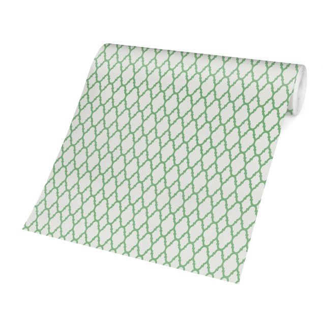 Tapet grøn Moroccan Honeycomb Line Pattern