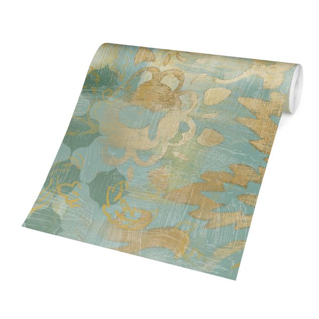 Moderne tapet Moroccan Collage In Gold And Turquoise II