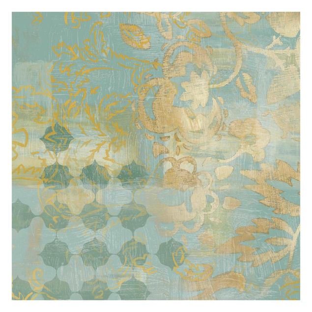 Tapet Moroccan Collage In Gold And Turquoise II
