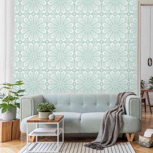 Tapet geometrisk Moroccan XXL Tile Pattern In Turquoise