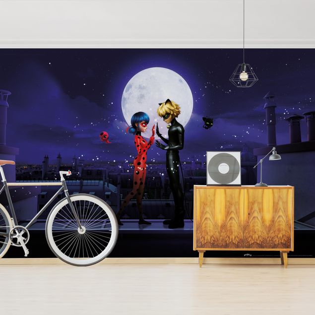 Børneværelse deco Miraculous Lady Bug And Cat Noir In The Moonlight
