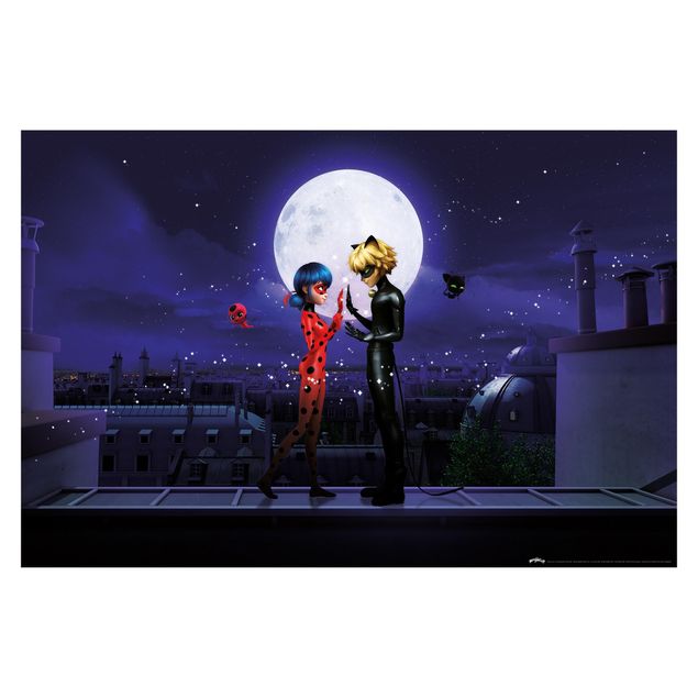 Tapet Miraculous Lady Bug And Cat Noir In The Moonlight