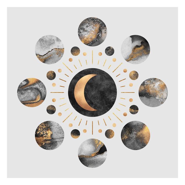 Tapet Moon Phases Abstract Gold