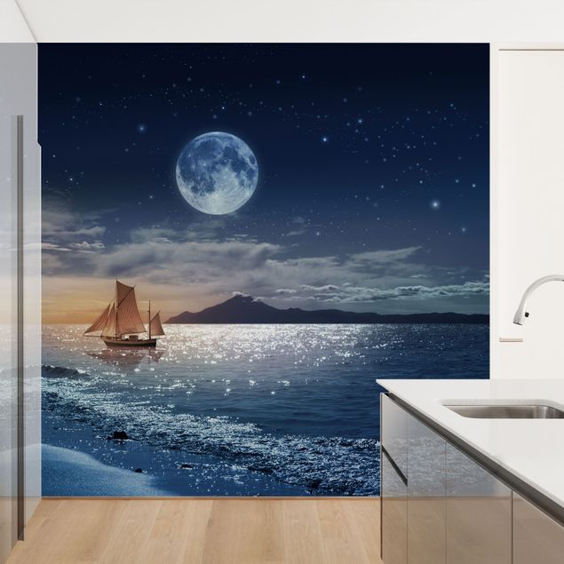 Fototapet landskaber Moon Night Sea