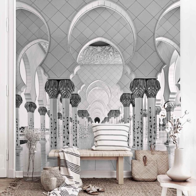køkken dekorationer Mosque In Abu Dhabi Black And White