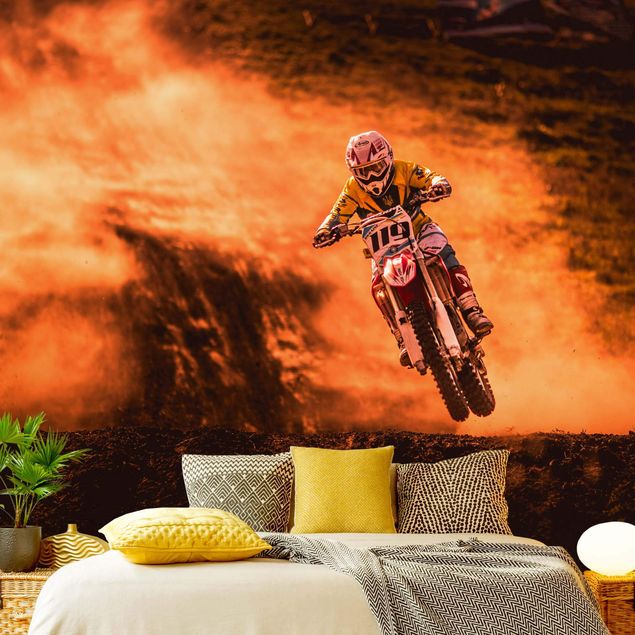 Fototapet orange Motocross In The Dust