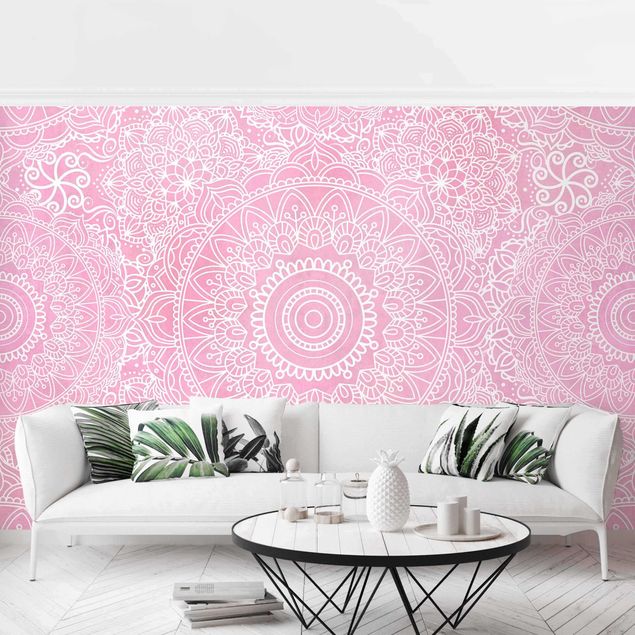 Geometrisk tapet Pattern Mandala Light Pink