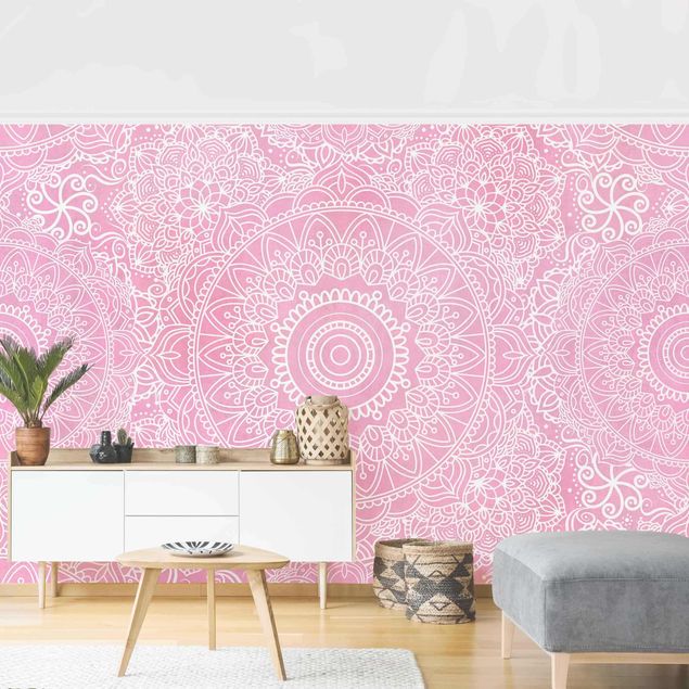 Mønstret tapeter Pattern Mandala Light Pink