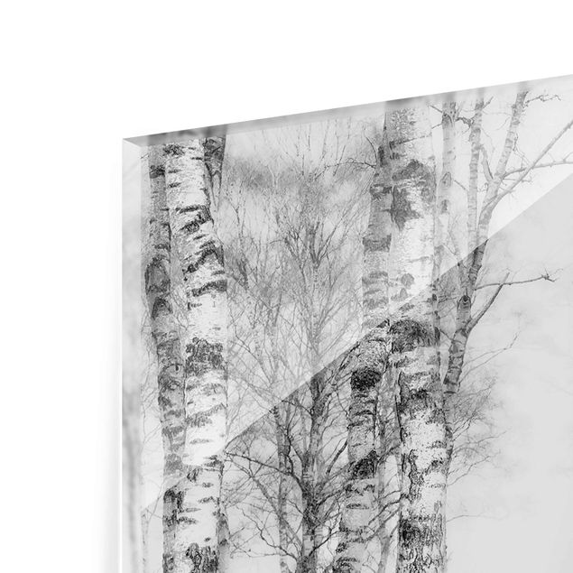 Billeder moderne Mystic Birch Forest Black And White
