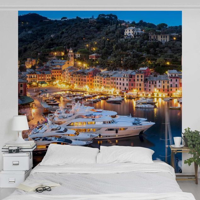 Fototapet arkitektur og skyline Night Time In The Harbour Of Portofino