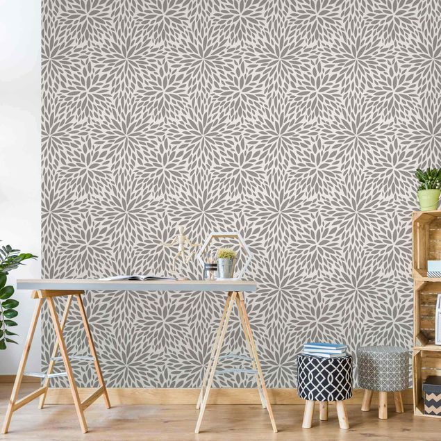 Mønstret tapeter Natural Pattern Flowers In Gray