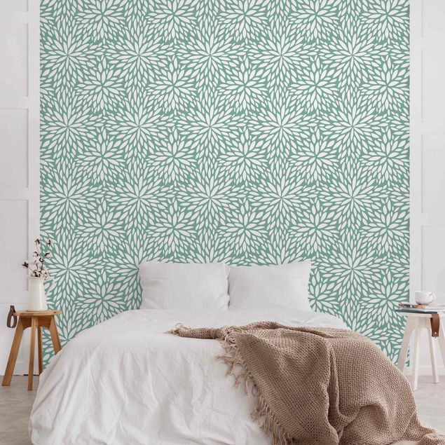 Moderne tapet Natural Pattern Flowers In Mint