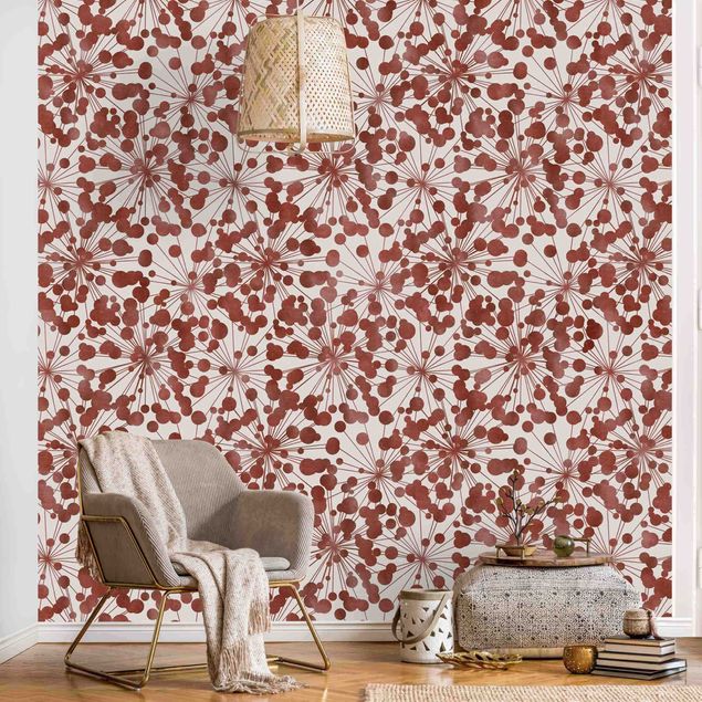 Moderne tapet Natural Pattern Dandelion With Dots Copper