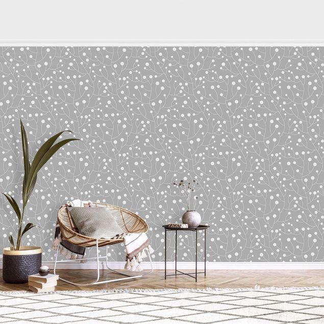 Moderne tapet Natural Pattern Growth With Dots On Gray
