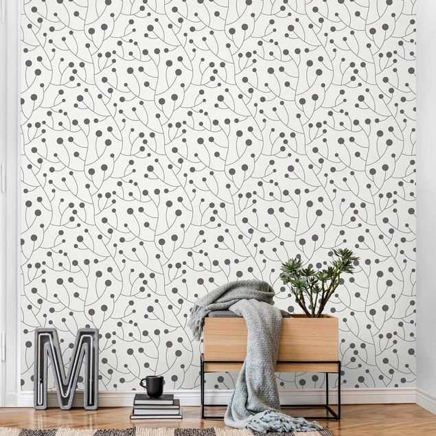 Tapet med mønster Natural Pattern Growth With Dots Gray