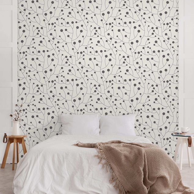 Tapet moderne Natural Pattern Growth With Dots Gray