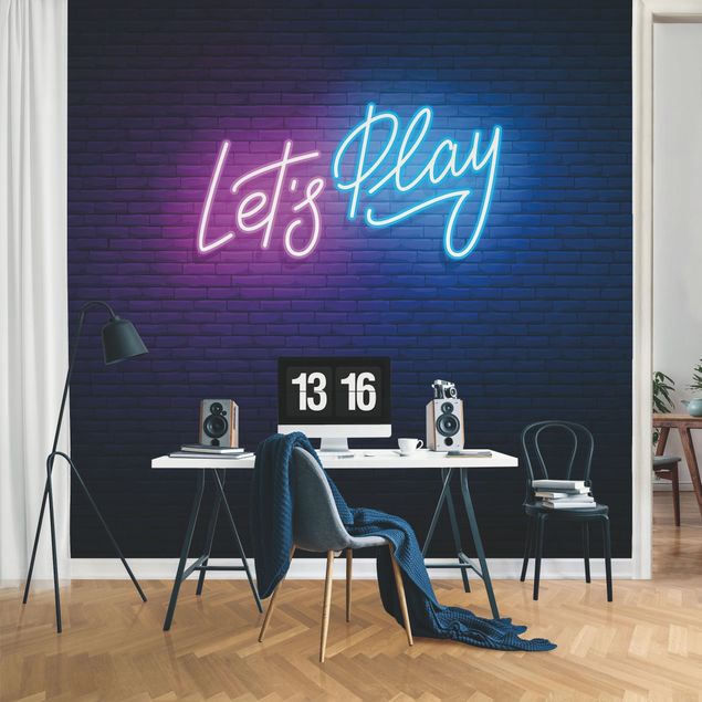 Moderne tapet Neon Text Let's Play