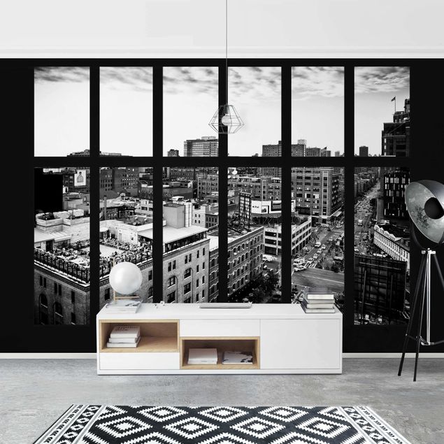 køkken dekorationer New York Window View Black And White