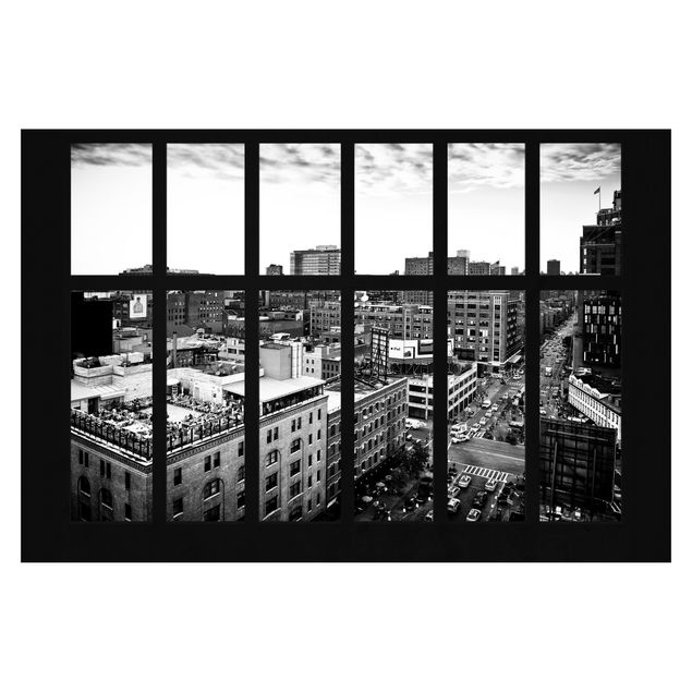 Tapet New York Window View Black And White