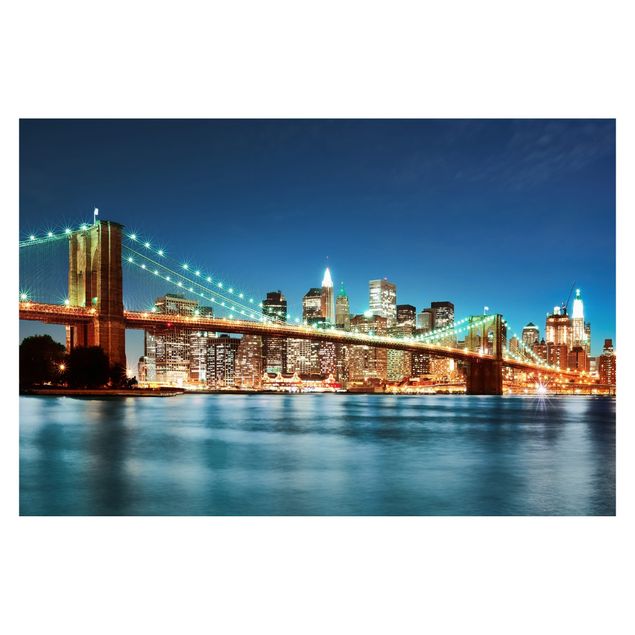 Tapet Nighttime Manhattan Bridge