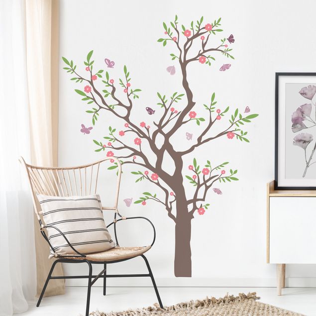 Wallstickers træer No.rs75 branch with butterflies