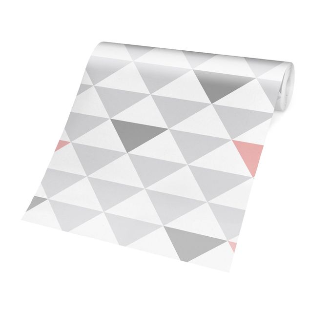 Tapet No.YK65 Triangles Grey White Pink